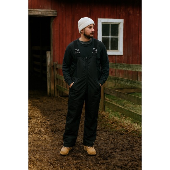 John Deere Pants - Vintage John Deere Bib Snowpant Overalls 36x31 Farm Chore Unisex Black Talon Zip